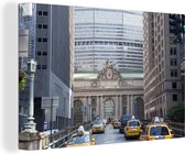Canvas schilderij 150x100 cm - Wanddecoratie Station - New York - Taxi - Muurdecoratie woonkamer - Slaapkamer decoratie - Kamer accessoires - Schilderijen