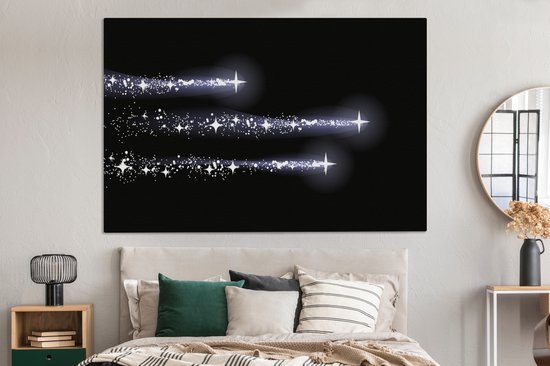 Tableau sur toile 150x100 cm - Décoration murale Une illustration de trois étoiles laissant une trace - Décoration murale salon - Décoration chambre - Accessoires chambre - Peintures
