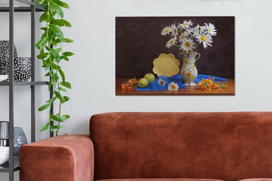 Tableau Peinture Nature Morte - Marguerite - Fleurs - 90x60 cm - Décoration murale
