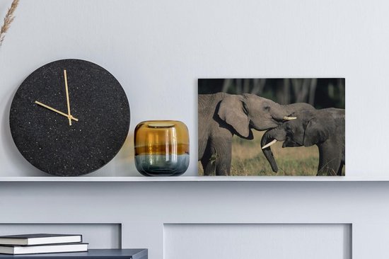 Toile d'éléphants gambadeurs 2cm 30x20 cm - petit - Tirage photo sur toile (Décoration murale salon / chambre) / animaux sauvages Peintures sur toile