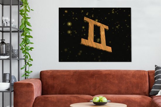 Peintures sur toile - Le signe des Gémeaux parmi les étoiles - 120x90 cm - Décoration murale