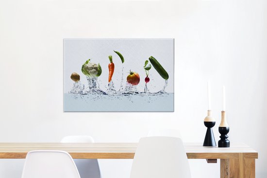 Toile Peinture Légumes - Water - Courgette - 60x40 cm - Décoration murale