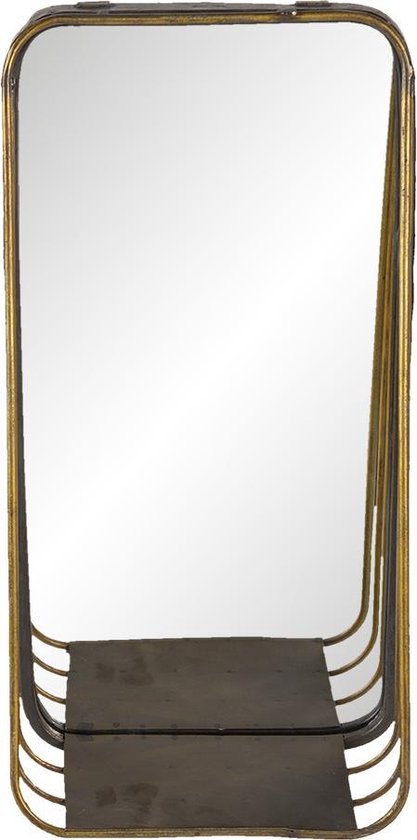 Clayre & Eef Spiegel 19x39 cm Koperkleurig Metaal Rechthoek Grote Spiegel