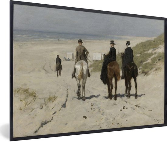Fotolijst incl. Poster - Morgenrit langs het strand - Schilderij van Anton Mauve - 60x40 cm - Posterlijst