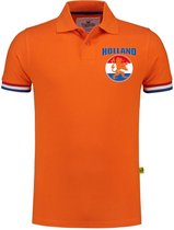 Luxe Holland supporter poloshirt oranje met leeuw vlagcirkel op borst 200 grams heren tijdens EK /WK XXL