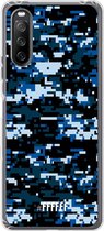 6F hoesje - geschikt voor Sony Xperia 10 III -  Transparant TPU Case - Navy Camouflage #ffffff