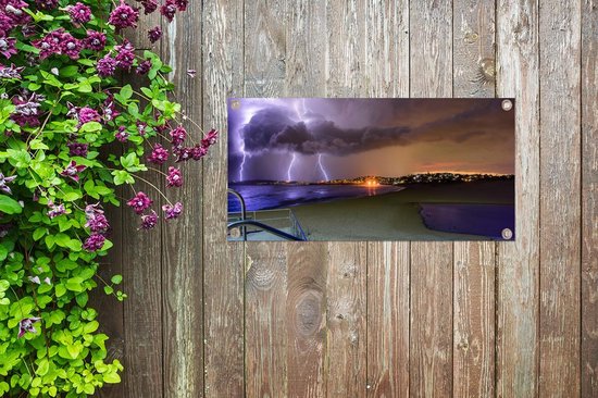 Affiche de jardin éclairs au coucher du soleil 60x30 cm - petit - Toile de jardin / Toile d'extérieur / Peintures d'extérieur (décoration de jardin)