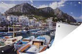 Muurdecoratie Kleurijke boten in de haven van Capri - 180x120 cm - Tuinposter - Tuindoek - Buitenposter