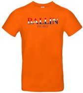 Ballin - Heren T-Shirt - EST 2013 - Oranje - Rood Wit Blauw Logo