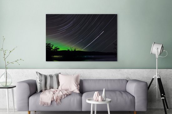 Les étoiles et les aurores boréales 180x120 cm - Tirage photo sur toile (Décoration murale salon / chambre) XXL / Groot format!