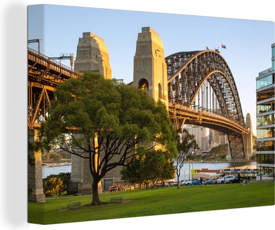 Canvas Schilderij Sydney Harbour Bridge in Australië in de middag - 90x60 cm - Wanddecoratie