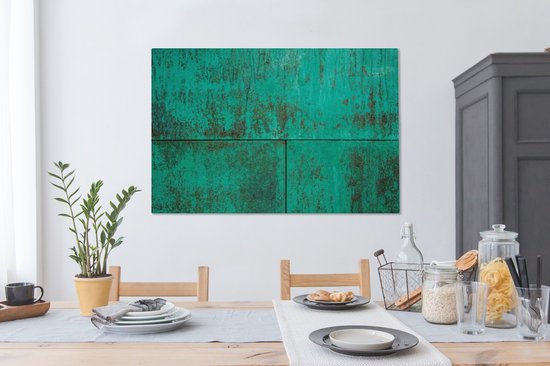 Patine verte sur fond cuivre 120x80 cm - Tirage photo sur toile (Décoration murale salon / chambre)