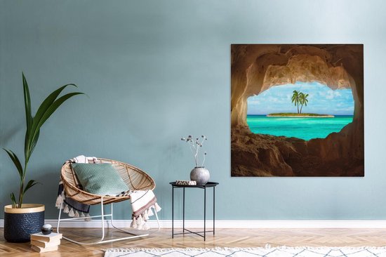 Peintures sur Toile - Paradis Tropical aux Caraïbes - 160x120 cm - Décoration murale XXL