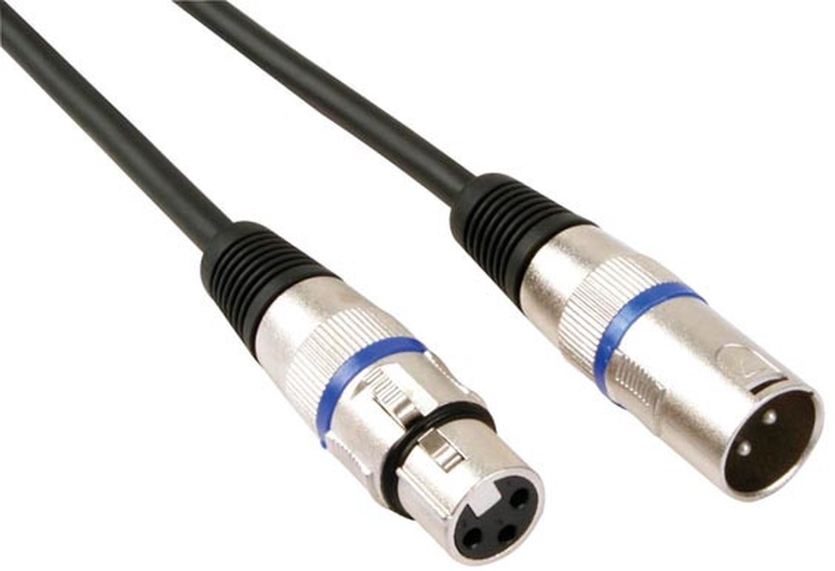 HQ-Power XLR-kabel, 1 x XLR mannelijk, 1 x XLR vrouwelijk, 3 m, perfect voor geluidsoverdracht