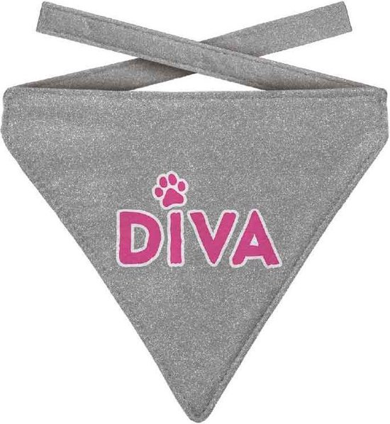 Plenty Gifts Hondenhalsdoek Diva Grijs/roze Polyester Maat S