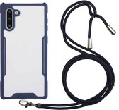 Voor Samsung Galaxy Note10 acryl + kleur TPU schokbestendig hoesje met nekkoord (donkerblauw)