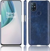 Voor OnePlus Nord N10 schokbestendig Litchi Texture PC + PU-hoesje (blauw)