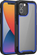 PC + TPU kleurframe schokbestendige telefoon beschermhoes voor iPhone 12/12 Pro (blauw)