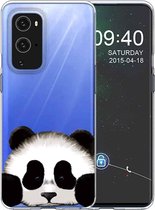 Voor OnePlus 9 Gekleurd tekeningpatroon Zeer transparant TPU beschermhoes (Hug Face Bear)