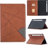 Voor Samsung Galaxy Tab S7 T870 Ruit Textuur Horizontale Flip Magnetische Leren Case met Houder & Kaartsleuven (Bruin)