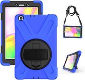 Voor Samsung Tab A 8.0 (2019) T290 / T295 Schokbestendig Kleurrijk Siliconen + PC Beschermhoes met Houder & Handgreepriem (Blauw)