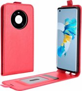 Voor Huawei Mate 40 R64 Textuur Enkele Verticale Flip lederen beschermhoes met kaartsleuven en fotolijst (rood)