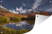 Tuindecoratie Berg Fitz Roy in Chili - 60x40 cm - Tuinposter - Tuindoek - Buitenposter
