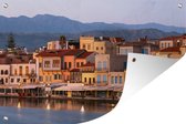 Muurdecoratie Skyline van de huizen in Chania aan het water - 180x120 cm - Tuinposter - Tuindoek - Buitenposter