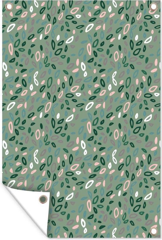 Motif abstrait de feuilles sur fond vert 60x90 cm