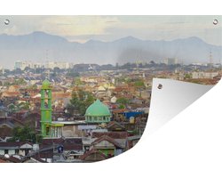Muurdecoratie Luchtfoto van Bandung bij het eiland Java in Indonesië - 180x120 cm - Tuinposter - Tuindoek - Buitenposter