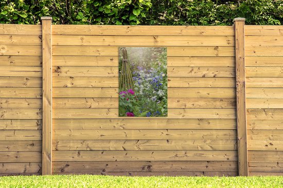 Jardin avec ancolie bleue 60x90 cm