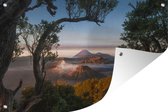 Muurdecoratie Uitzicht op de Bromo vulkaan - 180x120 cm - Tuinposter - Tuindoek - Buitenposter