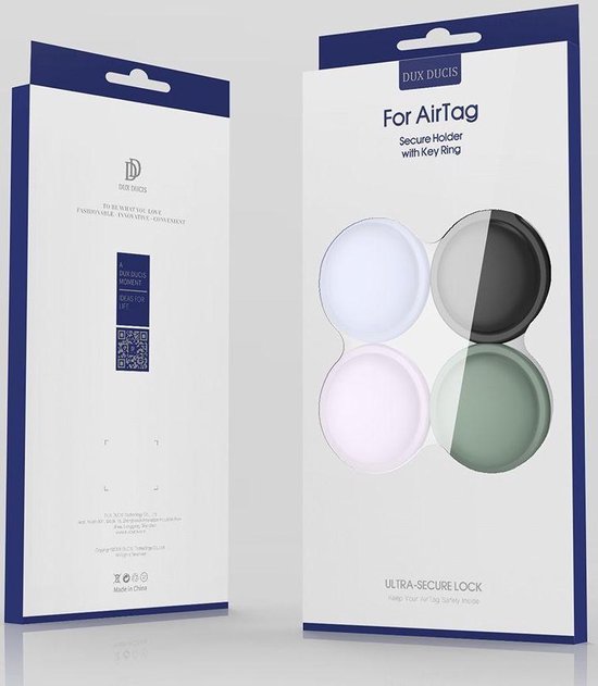 DUX DUCIS sleutelhanger Silicon 4 Pack siliconen hoesje voor AirTag - multi colour