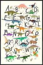 JUNIQE - Poster met kunststof lijst Dino Alphabet -13x18 /Kleurrijk