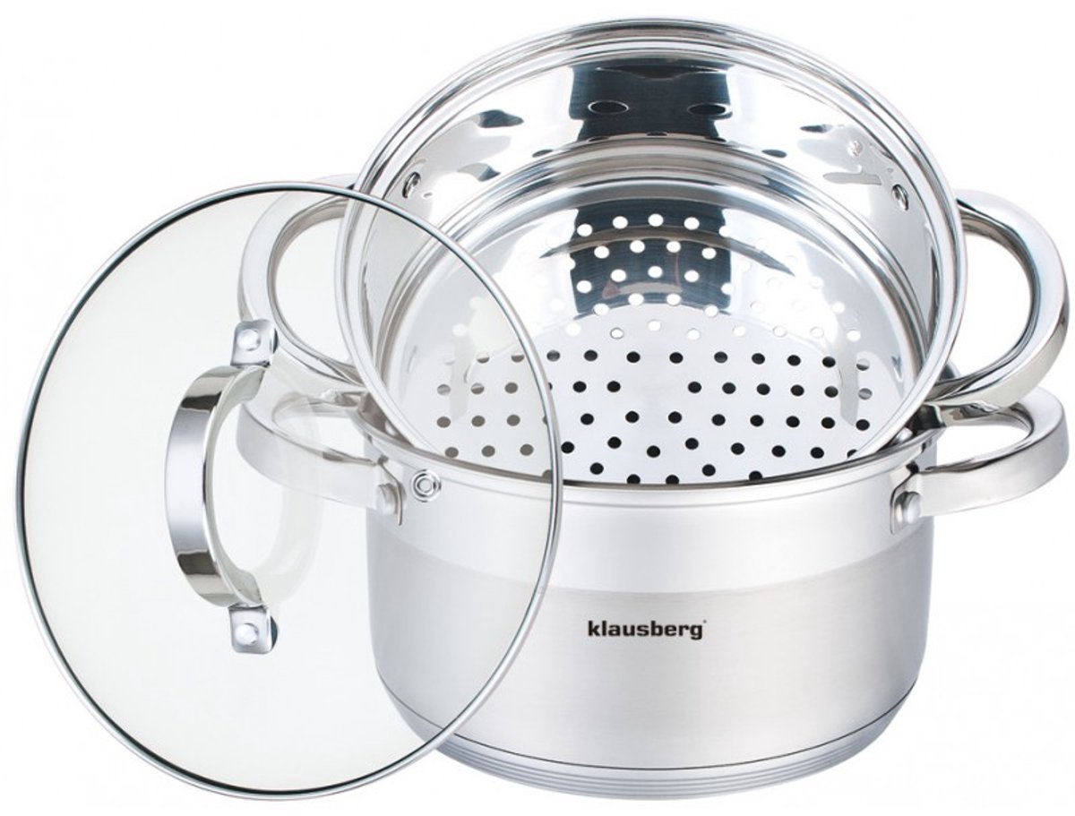 Bol.com Klausberg 7141 - stoompan - 3 delig - 22cm - rvs - alle warmtebronnen aanbieding