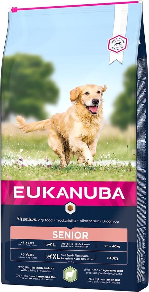 Eukanuba hondenvoer dog senior large lamb&rice 12KG