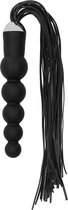 Ouch – Siliconen Dildo Flogger Zweep met Anal Beads Handvat voor Extra Stimulatie – Zwart