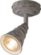 QAZQA coney - Retro Plafondspot | Spotje | Opbouwspot - 1 lichts - H 155 mm - Grijs - Woonkamer | Slaapkamer | Keuken