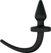 Zwarte dog Tail buttplug Taper groot