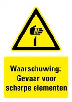 Bord met tekst waarschuwing gevaar voor scherpe punten - dibond - W022 297 x 420 mm