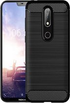 Nokia 6.1/ Nokia 6(2018) Carbon fiber look case met geborstelde achterkant