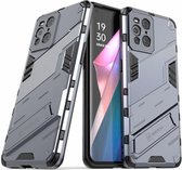 Oppo Find X3 Pro Hoesje Hybride Back Cover met Kickstand Blauw