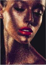 Mooie vrouw met gouden glitters - Foto op Posterpapier - 29.7 x 42 cm (A3)