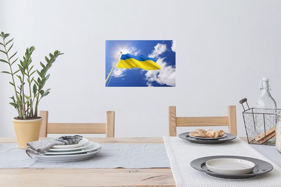 Sticker Muursticker Drapeau de l'Ukraine - Drapeau de l'Ukraine par un après-midi ensoleillé - 30x20 cm - Film adhésif autocollant - Sticker mural repositionnable