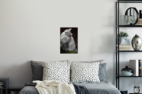 Muurstickers - Sticker Folie - Wit met grijze Maine Coon kat - 20x30 cm - Plakfolie - Muurstickers Kinderkamer - Zelfklevend Behang - Zelfklevend behangpapier - Stickerfolie