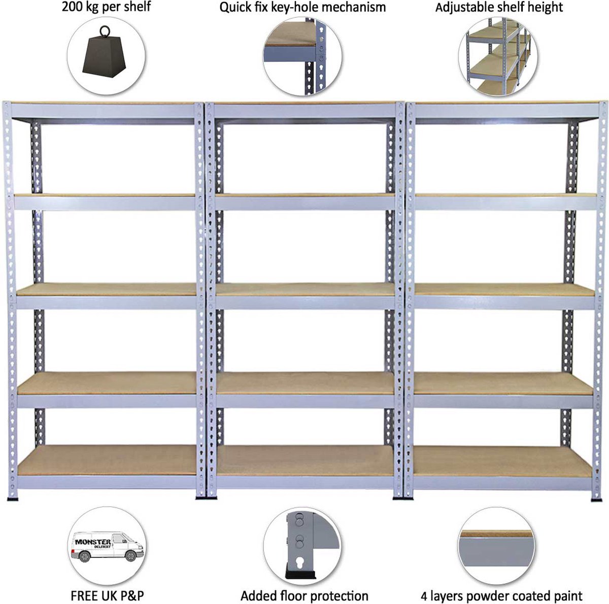 3 x T-rax Stellingkasten - Extra breed - 160x60x180 cm