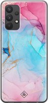 Samsung A32 4G hoesje siliconen - Marmer blauw roze | Samsung Galaxy A32 4G case | multi | TPU backcover transparant