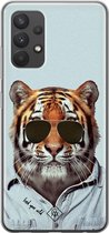 Samsung A32 4G hoesje siliconen - Tijger wild | Samsung Galaxy A32 4G case | blauw | TPU backcover transparant