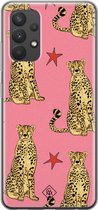 Samsung A32 4G hoesje siliconen - The pink leopard | Samsung Galaxy A32 4G case | Roze | TPU backcover transparant
