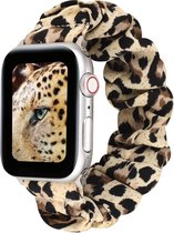 By Qubix Elastisch scrunchie nylon bandje - Panterprint - Geschikt voor Apple Watch 42mm - 44mm - 45mm - Ultra - 49mm - Compatible Apple watch bandje